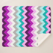 Paarse Witte Blauwgroen Chevrons Medium Sherpa Dek Sherpa Deken (Voorkant (horizontaal))