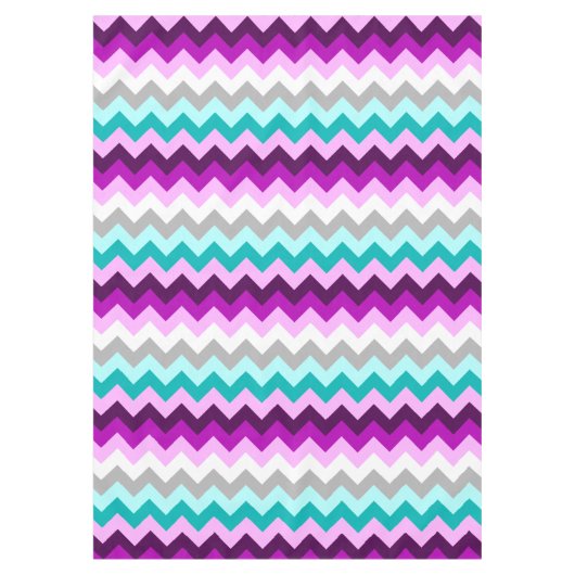 Paarse Witte Blauwgroen Chevrons Medium Tafelkleed (Voorkant)