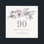 Paarse witte bloem 90th Birthday Party Servetten<br><div class="desc">Paarse White Flower Floral 90th Birthday Party Voor het collectie,  bezoek de Niche and Nest store Design met dank aan: https://www.etsy.com/shop/SmallHouseBigPony</div>