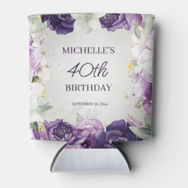 Paarse Witte Bloemen 40e Verjaardag Blikjeskoeler