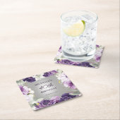 Paarse Witte Bloemen 40e Verjaardag Kartonnen Onderzetters (Insitu)