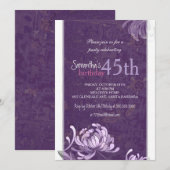 Paarse Witte Bloemen 45e Verjaardagsfeest Kaart (Voorkant / Achterkant)