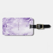 Paarse witte bloemen Bagagelabel (Voorkant horizontaal)