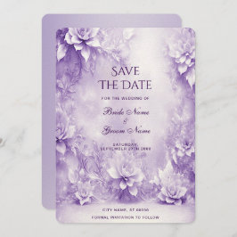 Paarse witte bloemen bewaren de datum save the date