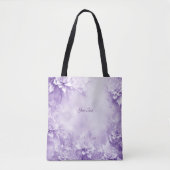 Paarse Witte Bloemen Boodschappentas Tote Bag (Voorkant)