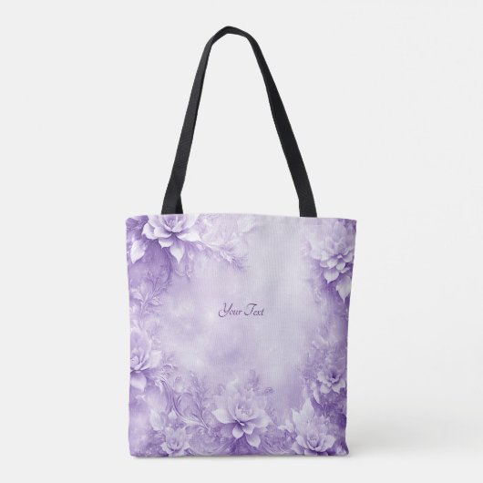 Paarse Witte Bloemen Boodschappentas Tote Bag (Achterkant)