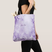 Paarse Witte Bloemen Boodschappentas Tote Bag (Dichtbij)