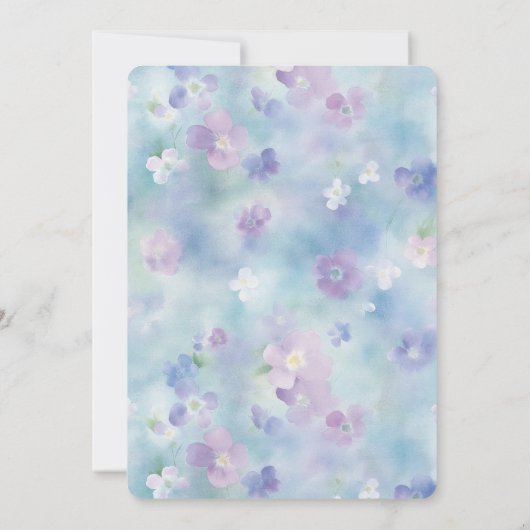 Paarse witte bloemen bruiloft Kaart (Achterkant)