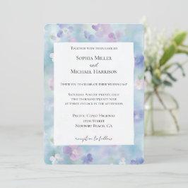 Paarse witte bloemen bruiloft Kaart