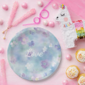 Paarse witte bloemen bruiloft Papieren Bordje (Feest)