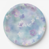 Paarse witte bloemen bruiloft Papieren Bordje (Voorkant)