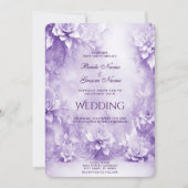Paarse witte bloemen bruiloft uitnodiging (Voorkant)