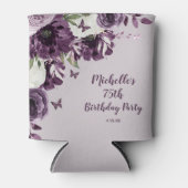 Paarse witte bloemen Butterflies 75e verjaardag Blikjeskoeler (Voorkant)