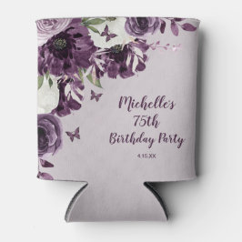 Paarse witte bloemen Butterflies 75e verjaardag Blikjeskoeler