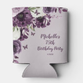 Paarse witte bloemen Butterflies 75e verjaardag Blikjeskoeler (Achterkant)