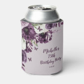 Paarse witte bloemen Butterflies 75e verjaardag Blikjeskoeler (Blikje Achterkant)