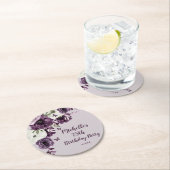 Paarse witte bloemen Butterflies 75e verjaardag Ronde Kartonnen Onderzetter (Insitu)