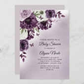 Paarse witte bloemen Butterflies Baby shower Kaart (Voorkant / Achterkant)