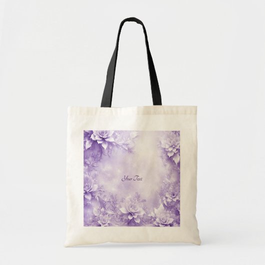 Paarse witte bloemen Canvas tas (Voorkant)
