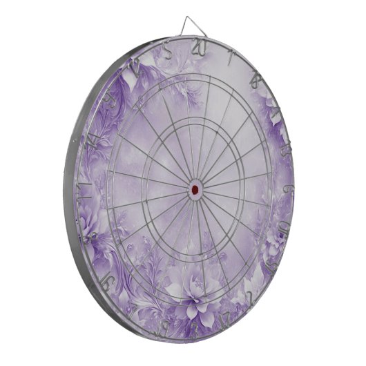 Paarse witte bloemen dartbord (Voorkant Links)