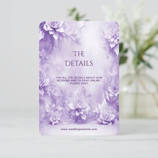 Paarse Witte Bloemen Detail Behuizing Kaart (Staand voorkant)
