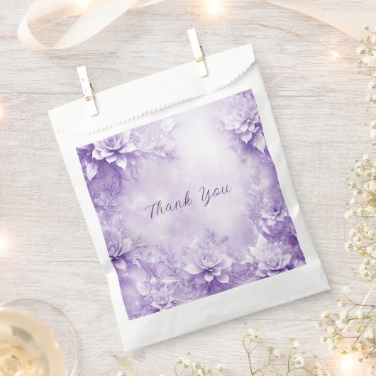 Paarse Witte Bloemen Favoriete Tas Bedankzakje (Geknipt)
