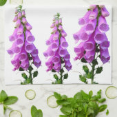 Paarse witte bloemen florroze paarse schrift theedoek (Gevouwen)