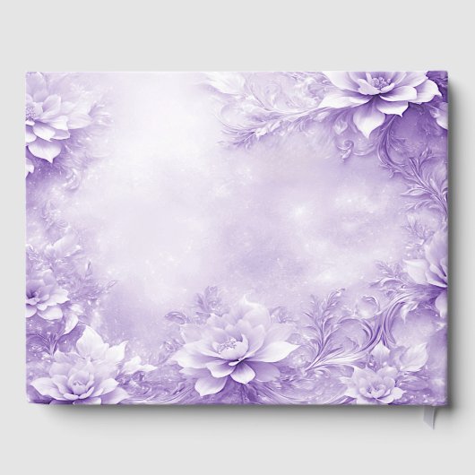 Paarse witte bloemen gastenboek (Achterkant)