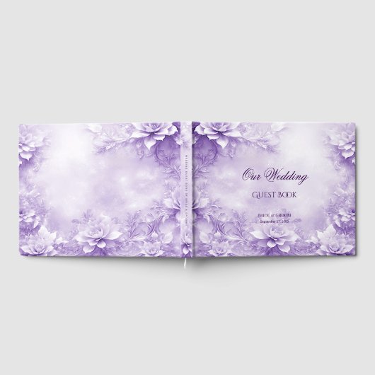 Paarse witte bloemen gastenboek (Volledig)
