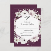 Paarse & Witte Bloemen geen Maaltijd RSVP VER - Pa (Voorkant / Achterkant)