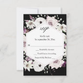 Paarse & Witte Bloemen geen Maaltijd RSVP VER - Zw (Voorkant)