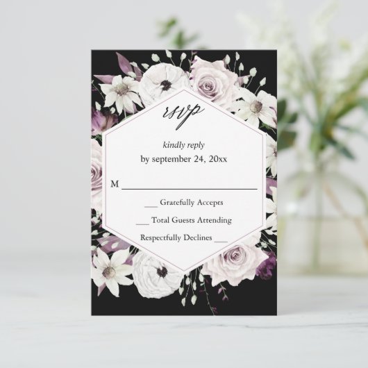 Paarse & Witte Bloemen geen Maaltijd RSVP VER - Zw