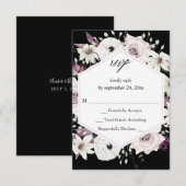 Paarse & Witte Bloemen geen Maaltijd RSVP VER - Zw (Voorkant / Achterkant)