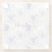  Paarse witte bloemen Glazen Onderzetter (Achterkant)