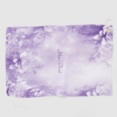 Paarse witte bloemen golfhanddoek (Horizontaal)