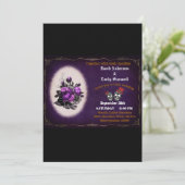 Paarse Witte Bloemen Gotische Schedel Halloween Hu Kaart (Staand voorkant)