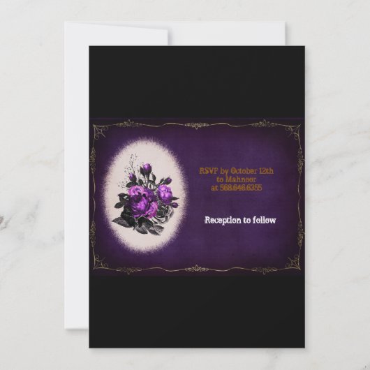 Paarse Witte Bloemen Gotische Schedel Halloween Hu Kaart (Achterkant)