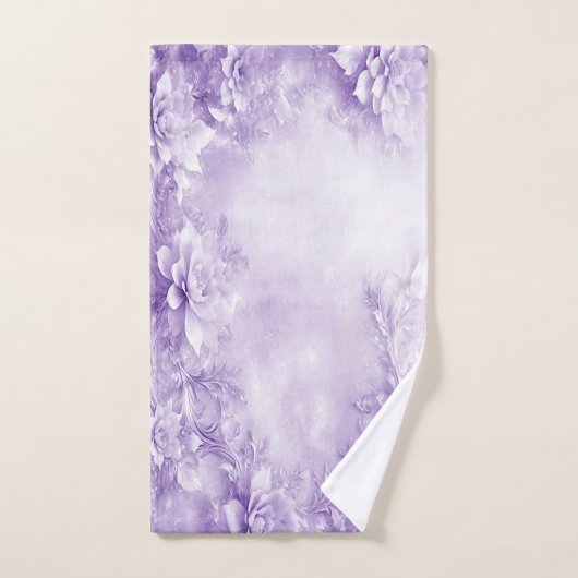 Paarse witte bloemen handdoek set (Handdoek)
