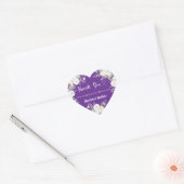 Paarse witte bloemen hart dank u bruiloft sticker (Envelop)