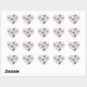 Paarse witte bloemen Hart Sticker (Vel)