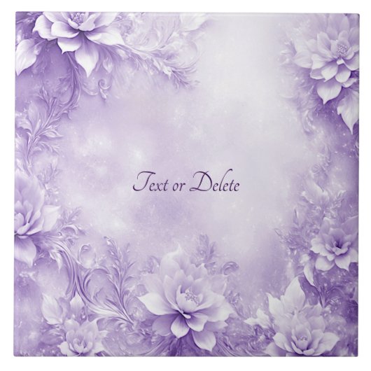 Paarse Witte Bloemen Keramische Tegel Tegeltje (Voorkant)