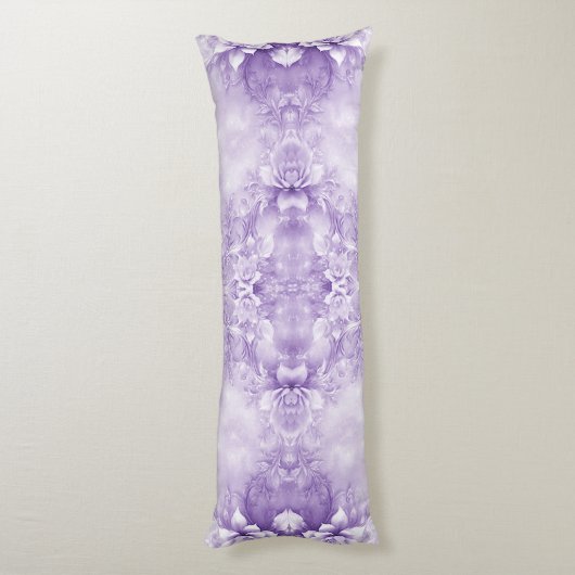 Paarse Witte Bloemen Lichaamskussen (Achterkant (Verticaal))