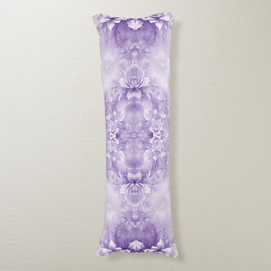 Paarse Witte Bloemen Lichaamskussen (Voorkant Verticaal)