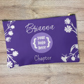 Paarse, witte bloemen, Logo make-uptas Etui