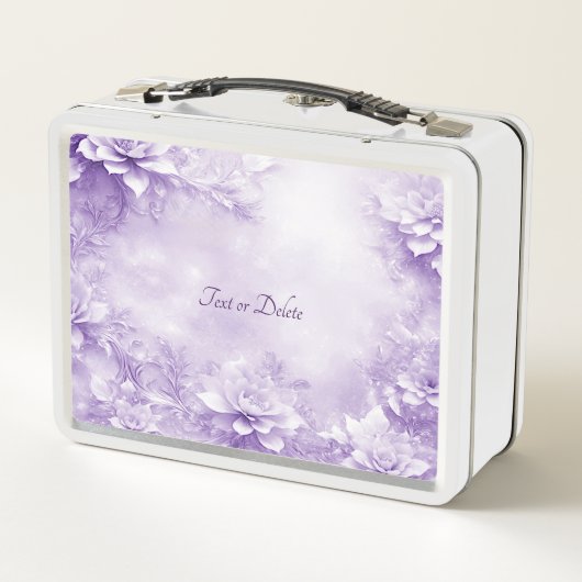 Paarse Witte Bloemen Lunchbox (Achterkant)