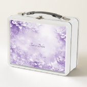 Paarse Witte Bloemen Lunchbox (Voorkant)