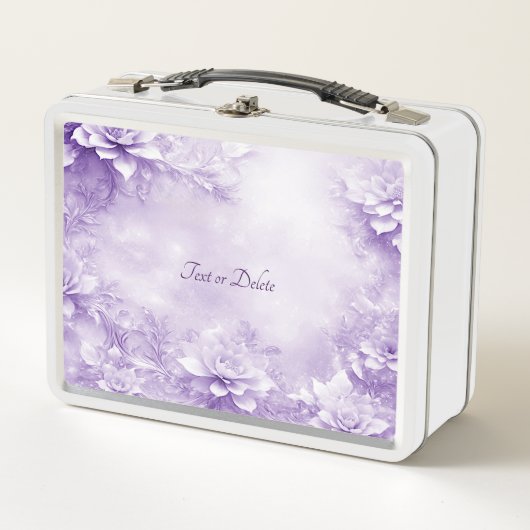 Paarse Witte Bloemen Lunchbox (Voorkant)