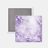 Paarse witte bloemen magneet (Voorkant / Achterkant)