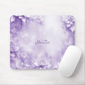 Paarse Witte Bloemen Mousepad Muismat (Met muis)