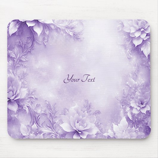 Paarse Witte Bloemen Mousepad Muismat (Voorkant)
